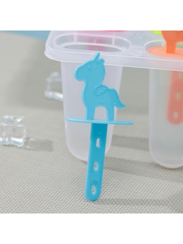 Форма для мороженого «Цветной единорог», 12,5×8×14 см, 4 ячейки, цвет МИКС