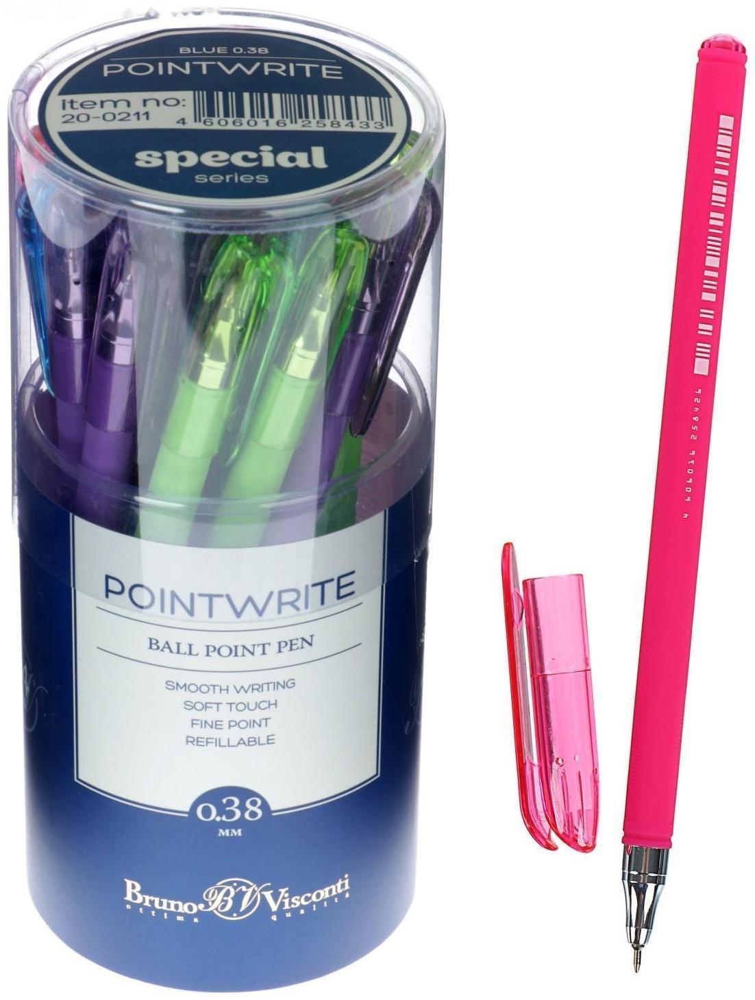 Ручка шариковая PointWrite Special, узел 0.38 мм, синие чернила, матовый корпус Silk Touch, МИКС