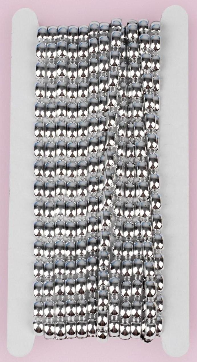 Тесьма металлизированная «Прямоугольник», 8 × 5 мм, 4,5 ± 0,5 м, цвет серебряный