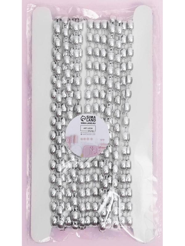 Тесьма металлизированная «Прямоугольник», 8 × 5 мм, 4,5 ± 0,5 м, цвет серебряный