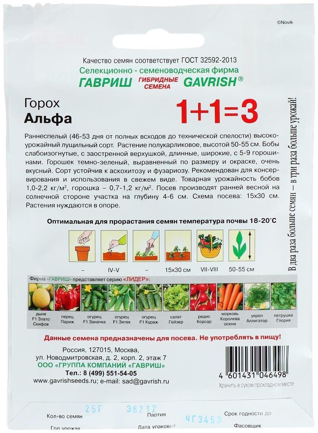 Семена Горох 1+1 