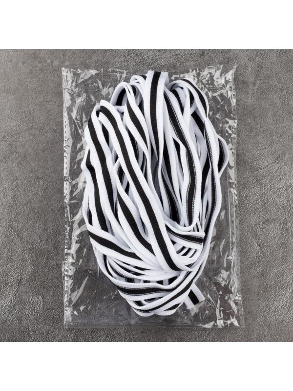 Тесьма трикотажная лампас 15 мм, 9 ± 0,5 м, цвет белый/чёрный