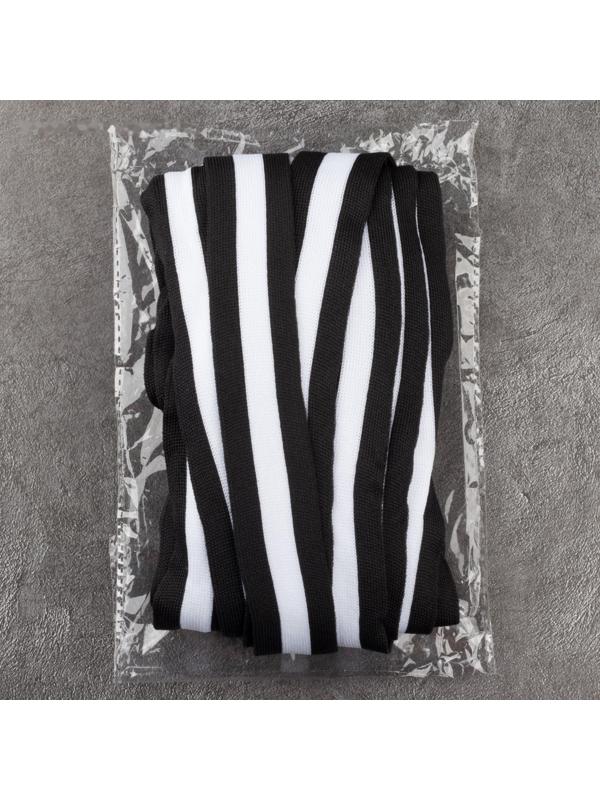 Тесьма трикотажная лампас 30 мм, 9 ± 0,5 м, цвет чёрный/белый