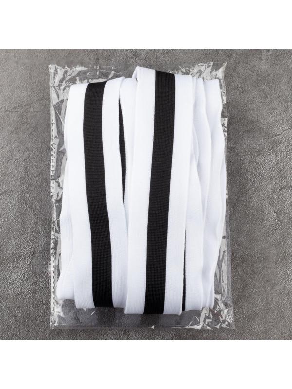 Тесьма трикотажная лампас 40 мм, 9 ± 0,5 м, цвет белый/чёрный