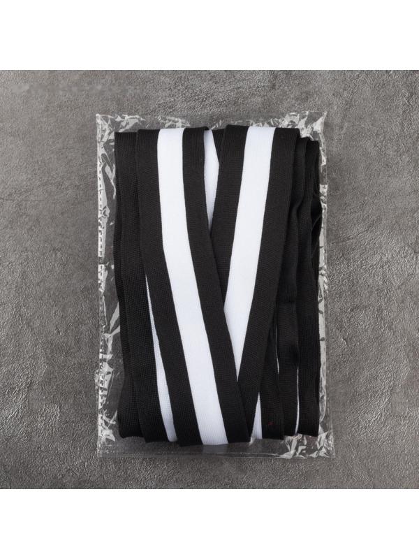 Тесьма трикотажная лампас 40 мм, 9 ± 0,5 м, цвет чёрный/белый