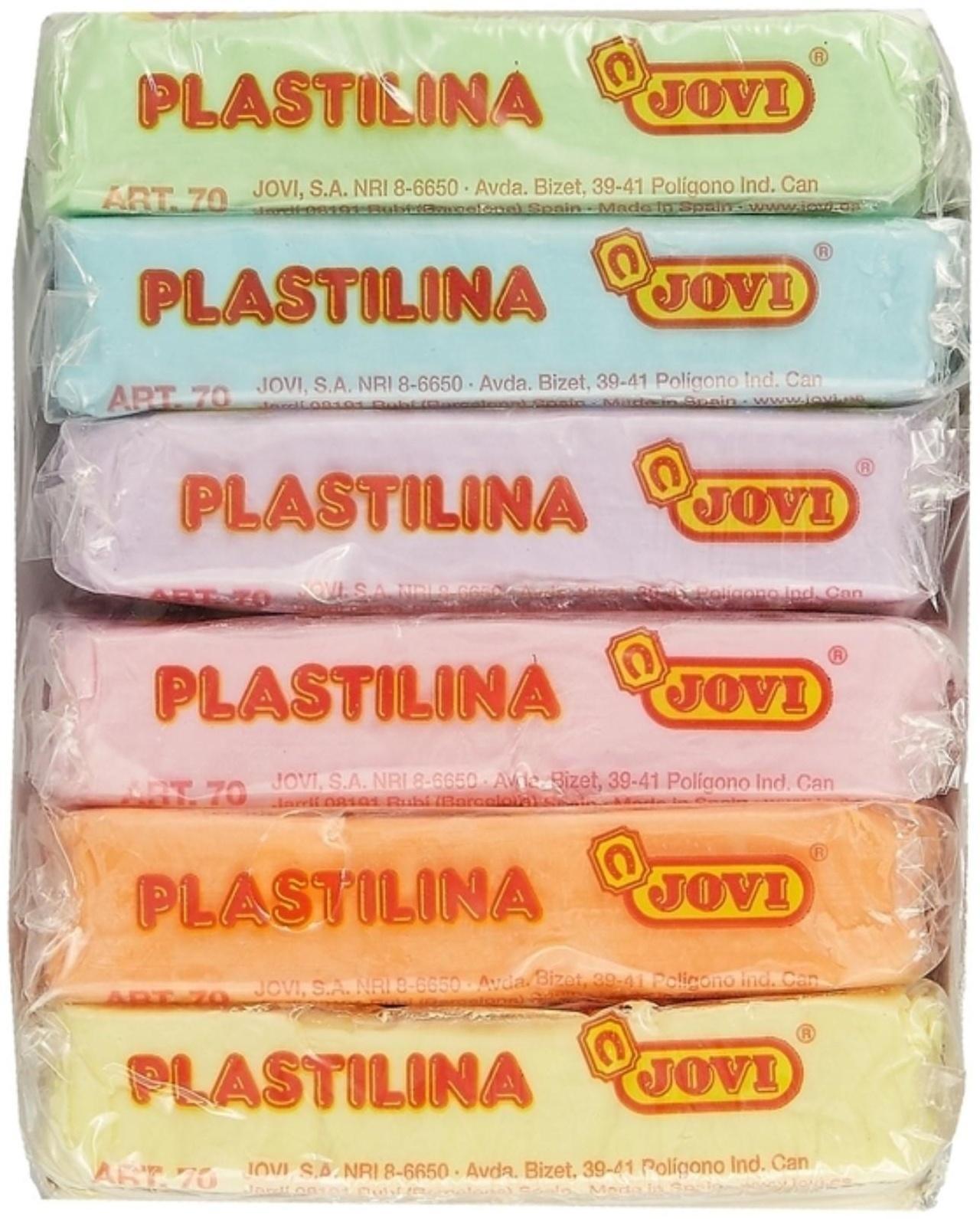 Пластилин на растительной основе 6 цветов, 300 г, JOVI, пастельная палитра. картон, ДЛЯ МАЛЫШЕЙ