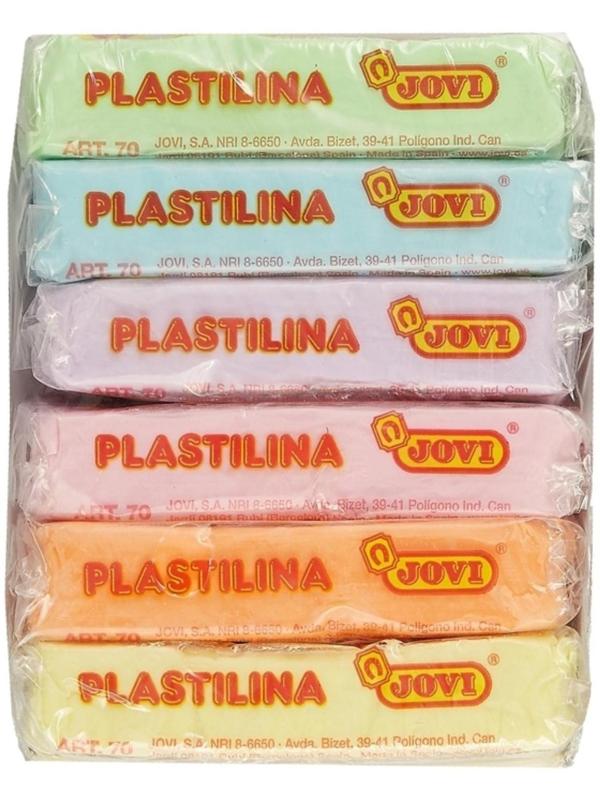 Пластилин на растительной основе 6 цветов, 300 г, JOVI, пастельная палитра. картон, ДЛЯ МАЛЫШЕЙ