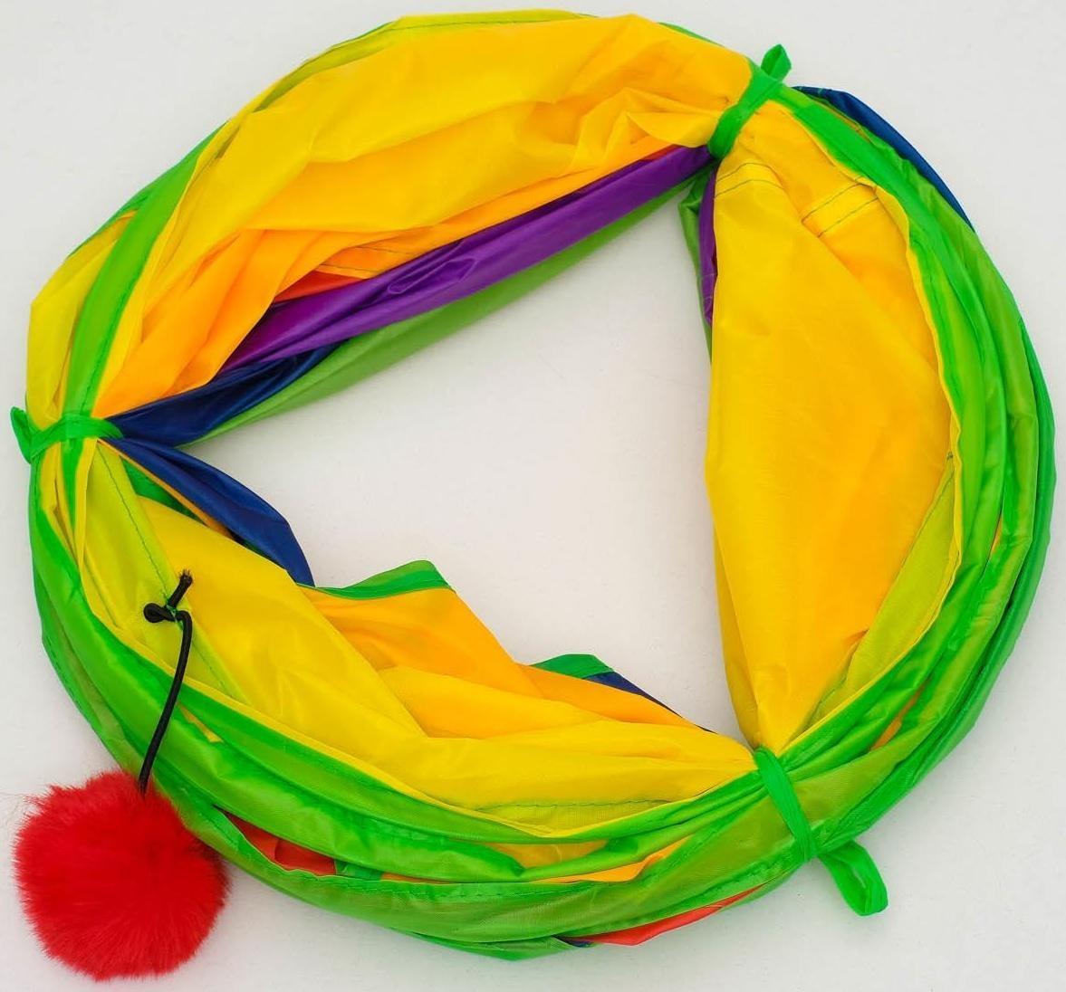 Туннель для кошек с игрушкой, 120 х 25 см, разноцветный