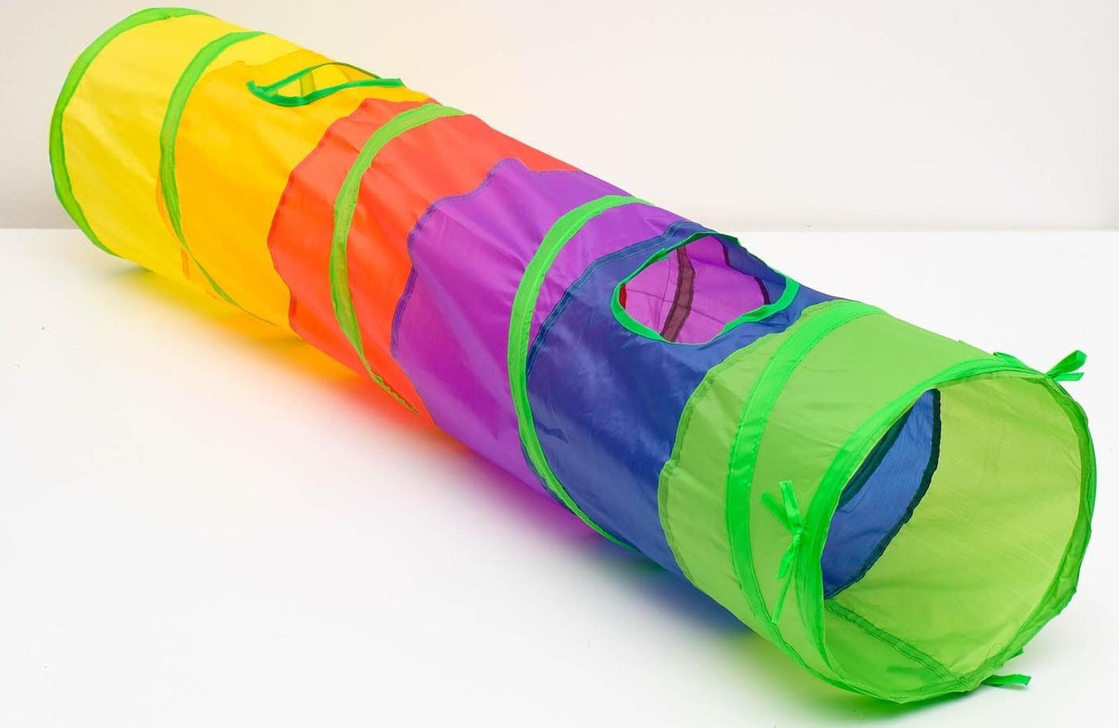 Туннель для кошек с игрушкой, 120 х 25 см, разноцветный