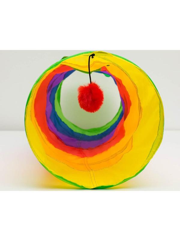 Туннель для кошек с игрушкой, 120 х 25 см, разноцветный