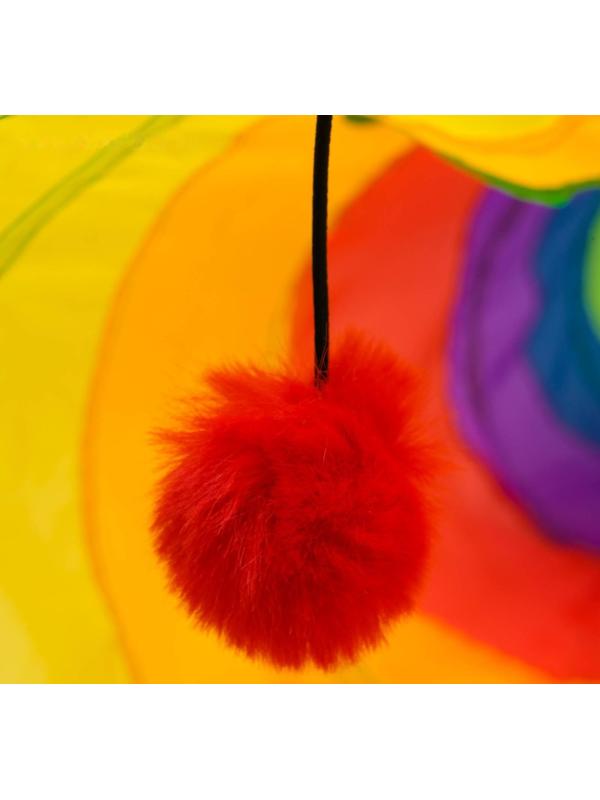 Туннель для кошек с игрушкой, 120 х 25 см, разноцветный