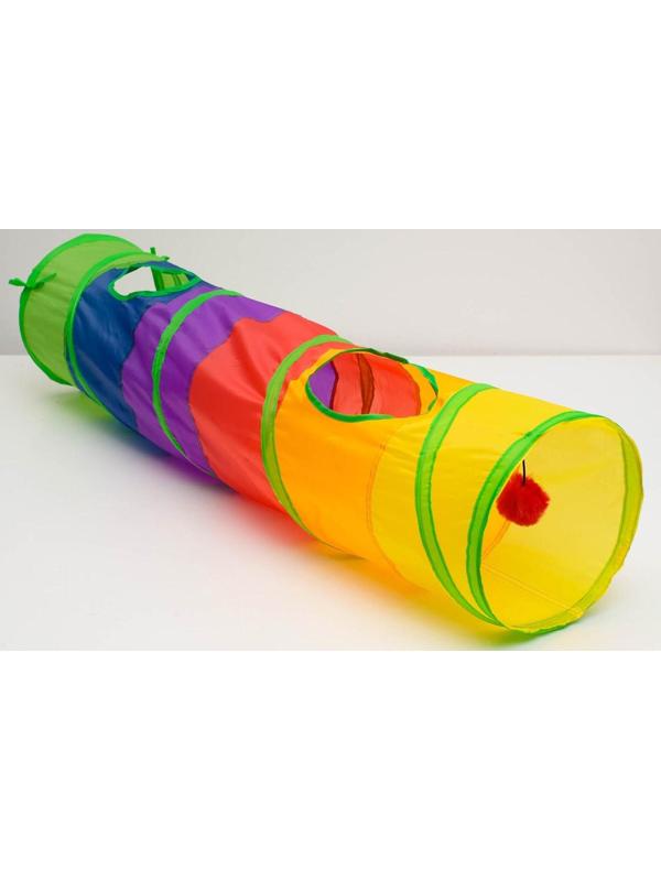Туннель для кошек с игрушкой, 120 х 25 см, разноцветный
