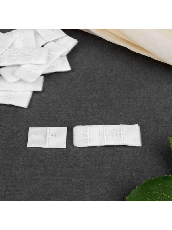 Застёжка для бюстгальтера, 3 ряда 1 крючок, 2 см, 10 шт, цвет белый