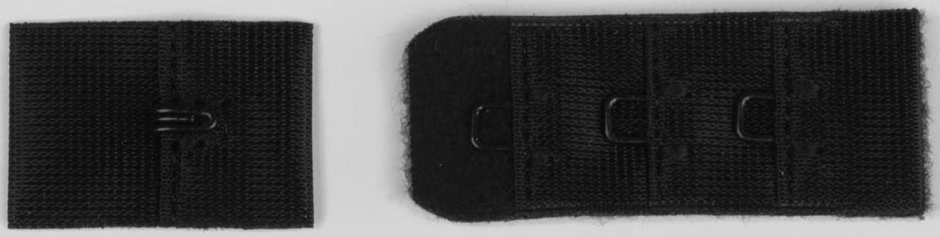 Застёжка для бюстгальтера, 3 ряда 1 крючок, 2 см, 10 шт, цвет чёрный