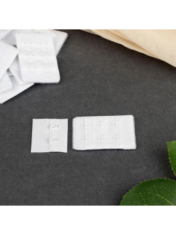 Застёжка для бюстгальтера, 3 ряда 2 крючка, 3 × 2 см, 10 шт, цвет белый