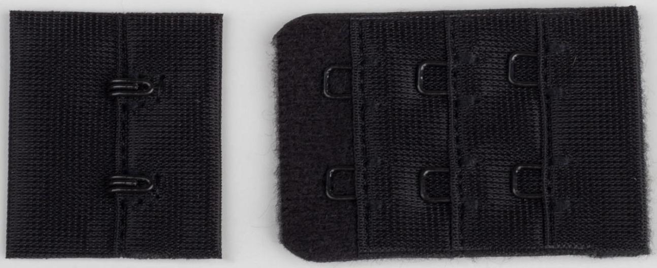 Застёжка для бюстгальтера, 3 ряда 2 крючка, 3 × 2 см, 10 шт, цвет чёрный