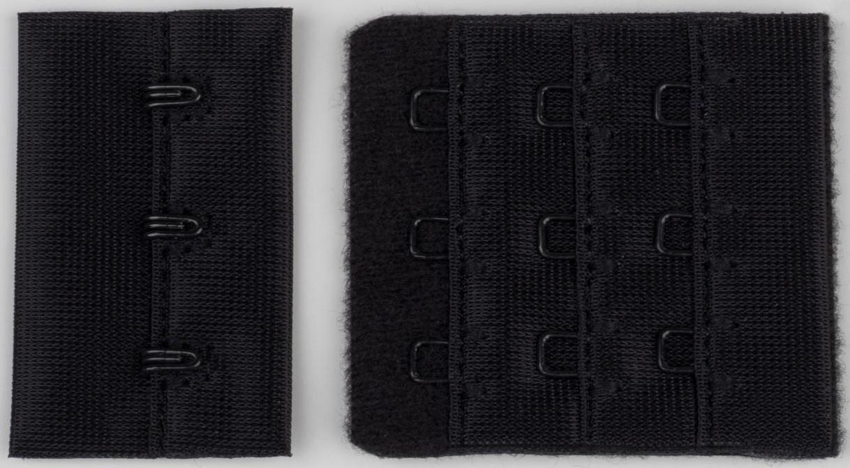 Застёжка для бюстгальтера, 3 ряда 3 крючка, 4,5 см, 10 шт, цвет чёрный