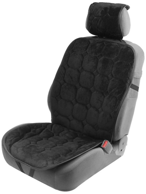 Накидка на переднее сиденье авто 140×50 см, искусственный мех, черный