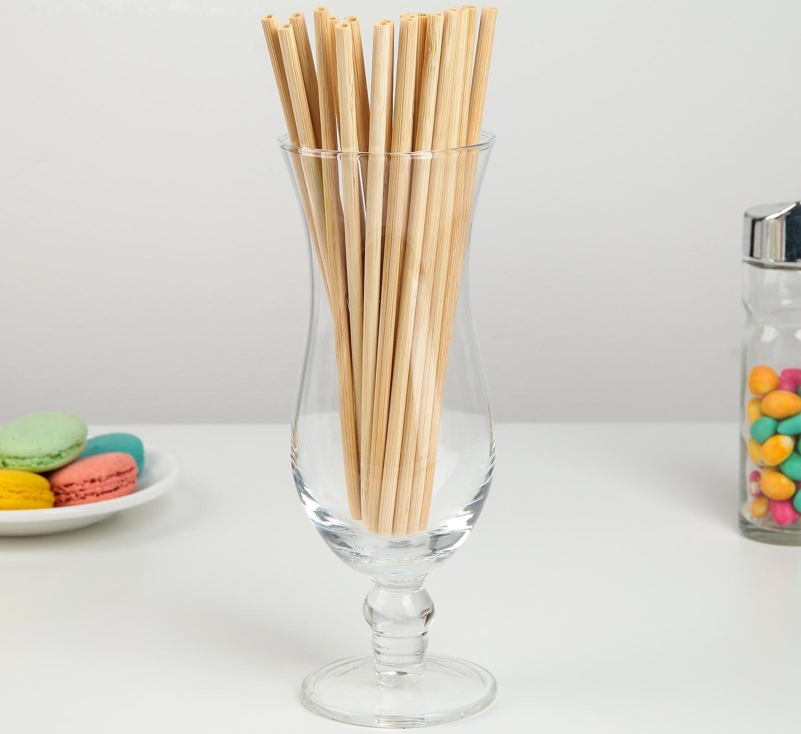 Набор бамбуковых трубочек для коктейлей «Панда», 20×0,3 см