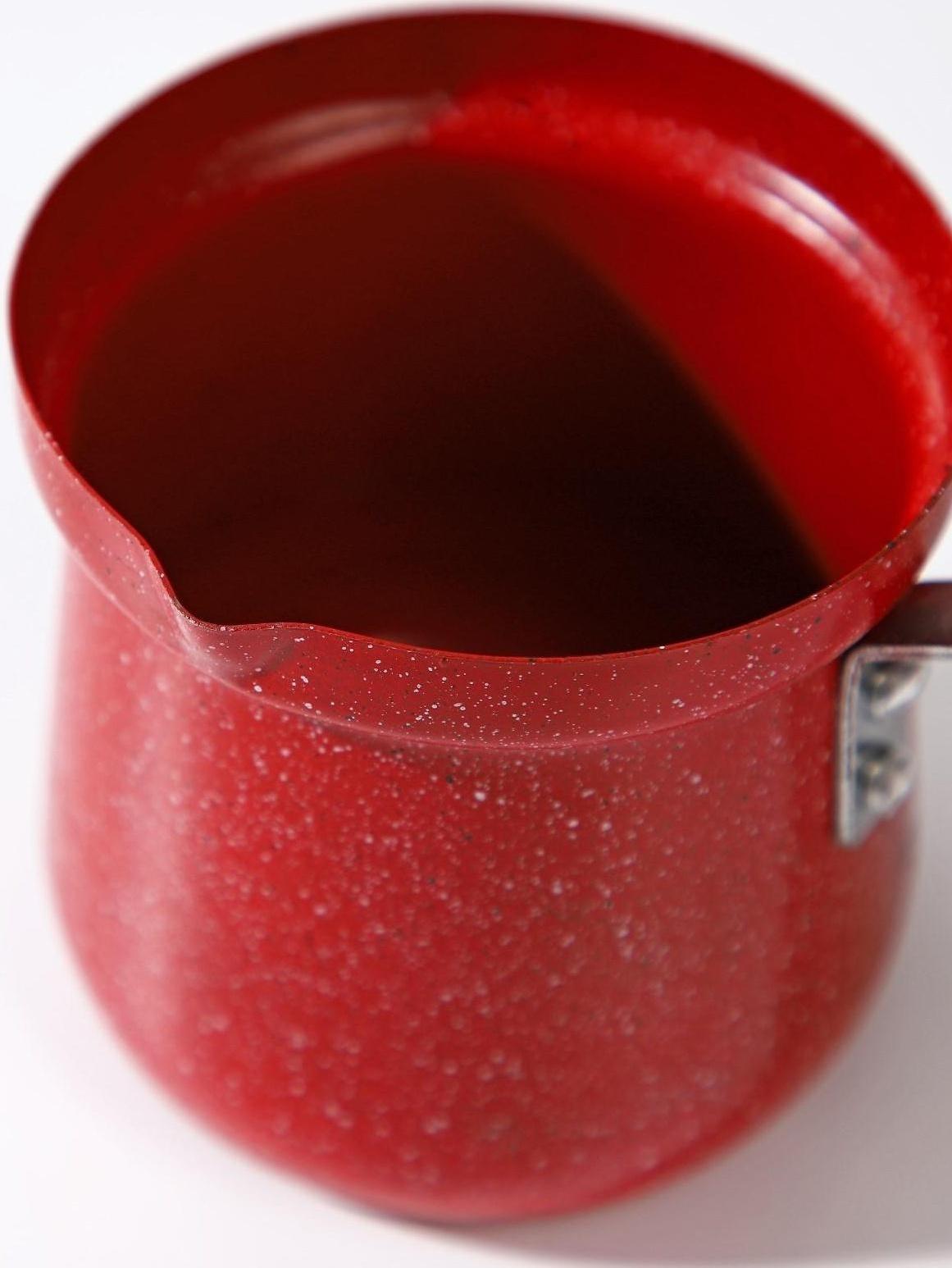 Турка Доляна «Мрамор рэд», 400 мл, d=8 см, пластиковая ручка, антипригарное покрытие, индукция, цвет красный