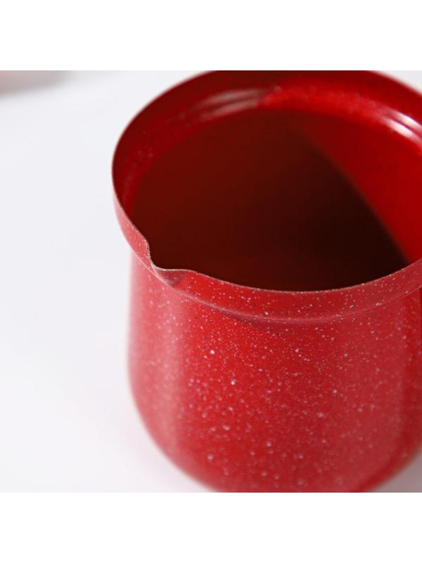 Турка Доляна «Мрамор рэд», 500 мл, d=9 см, пластиковая ручка, антипригарное покрытие, индукция, цвет красный