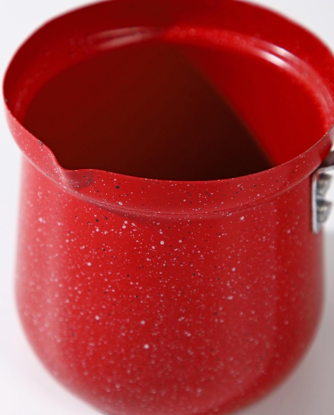 Турка Доляна «Мрамор рэд», 700 мл, d=10 см, пластиковая ручка, антипригарное покрытие, индукция, цвет красный