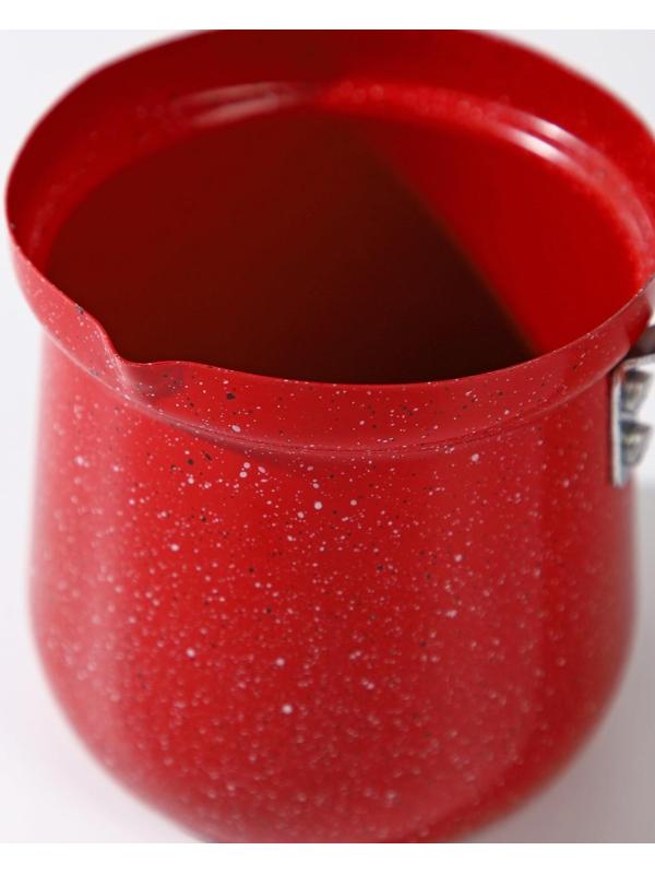 Турка Доляна «Мрамор рэд», 700 мл, d=10 см, пластиковая ручка, антипригарное покрытие, индукция, цвет красный