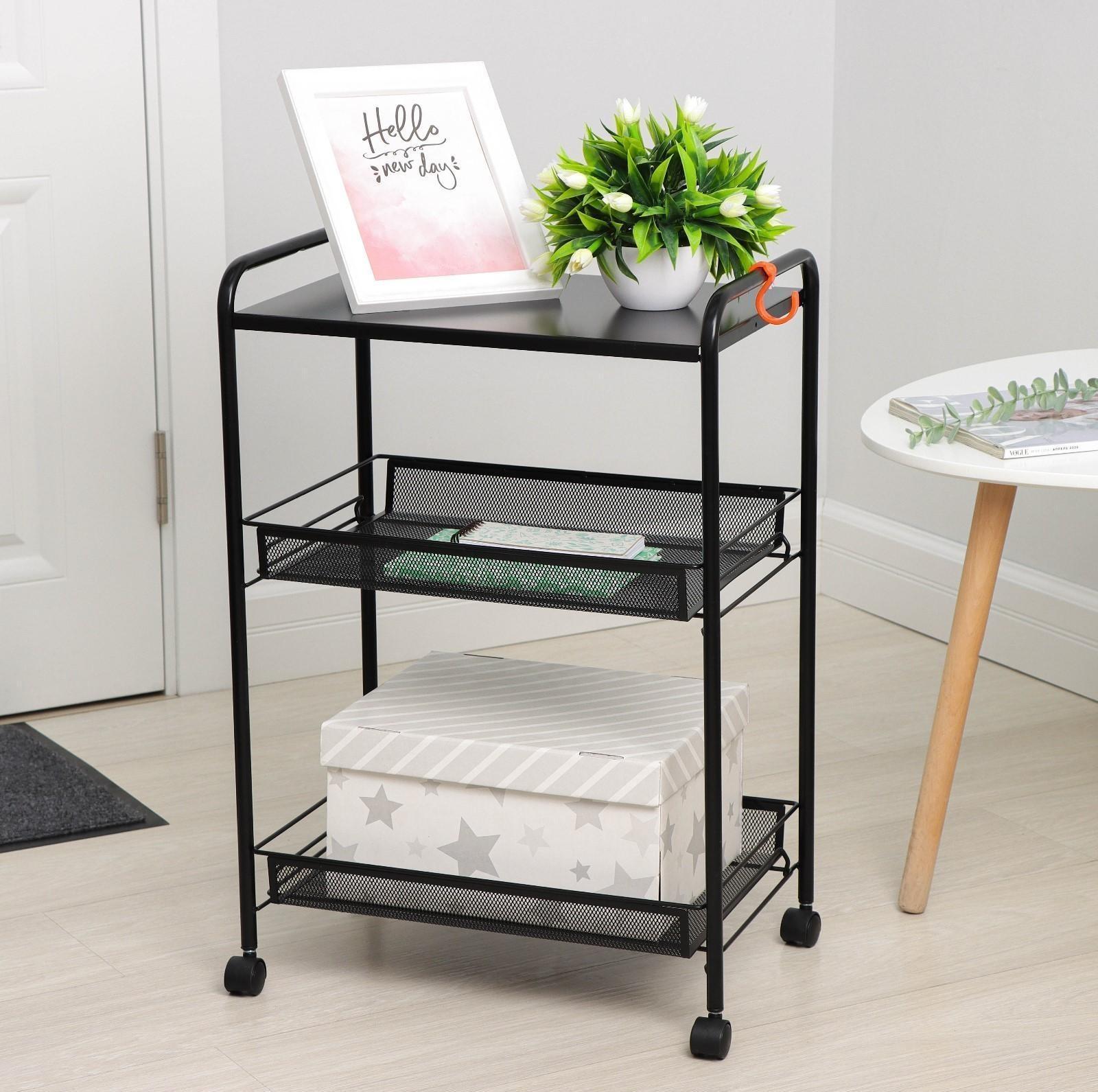 Этажерка «Ладья 33КС», 3 яруса, 45×30×65 см, цвет чёрный