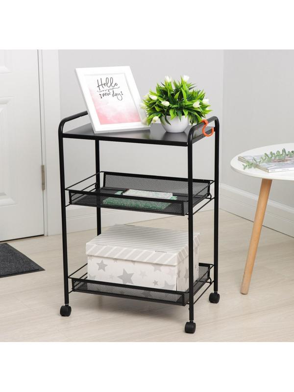 Этажерка «Ладья 33КС», 3 яруса, 45×30×65 см, цвет чёрный