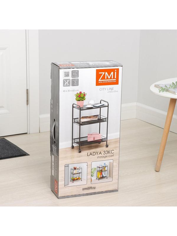 Этажерка «Ладья 33КС», 3 яруса, 45×30×65 см, цвет чёрный