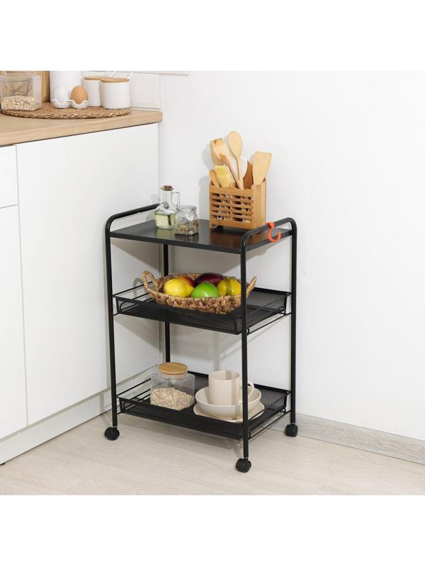 Этажерка «Ладья 33КС», 3 яруса, 45×30×65 см, цвет чёрный