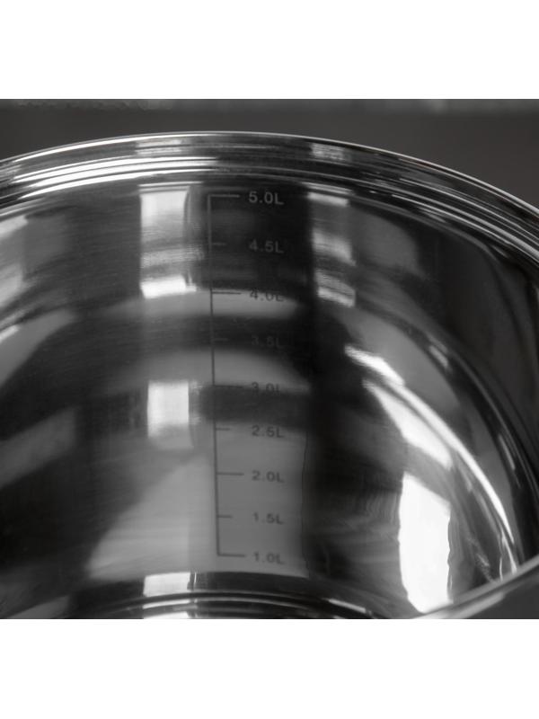 Кастрюля из нержавеющей стали Magistro Grande, 5,5 л, стеклянная крышка, капсульное дно, индукция