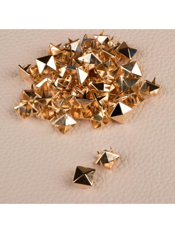 Хольнитен «Пирамида», 11 × 11 мм, 4 крепления, 50 шт, цвет золотой