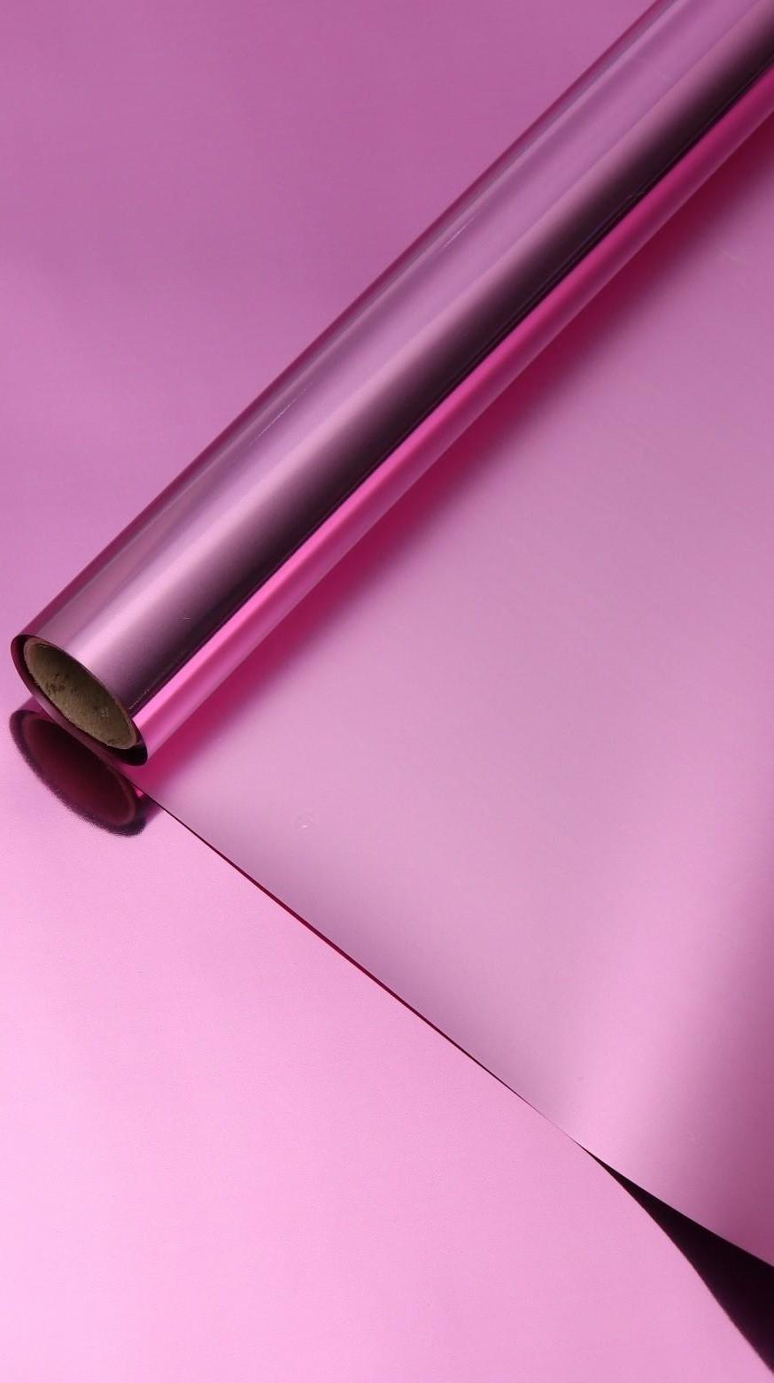 Пленка для декора и флористики, сиреневая, однотонная, глянцевая, розовая, рулон 1шт., 58 см х 5 м