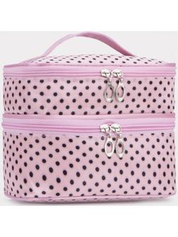 Косметичка на молнии, с зеркалом, цвет розовый/черный