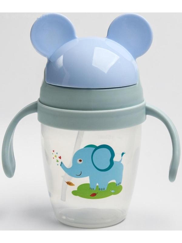 Поильник с силиконовой трубочкой 200 мл., с ручками, цвет МИКС