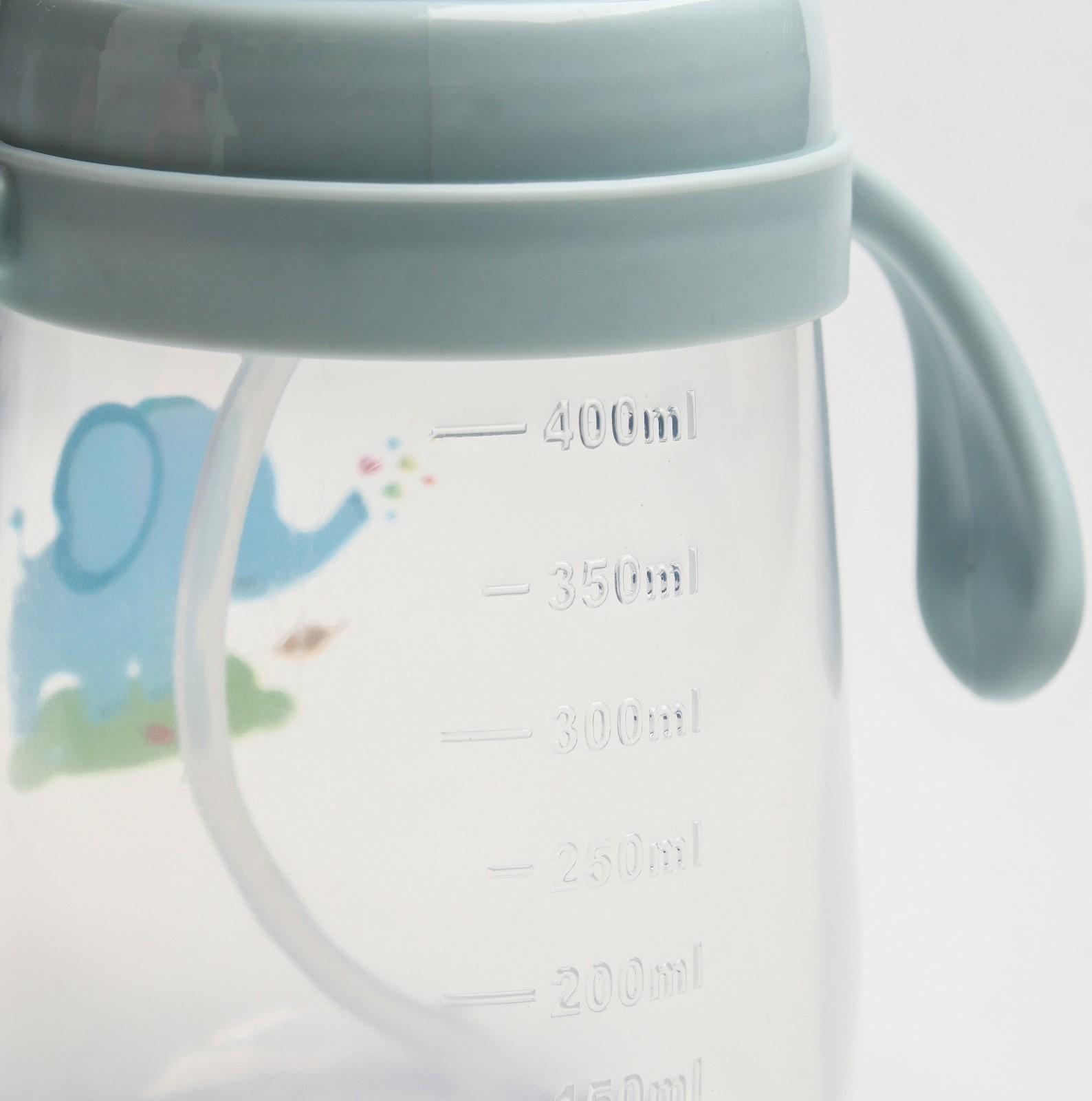 Поильник с силиконовой трубочкой и ручками, 400 мл., цвет МИКС