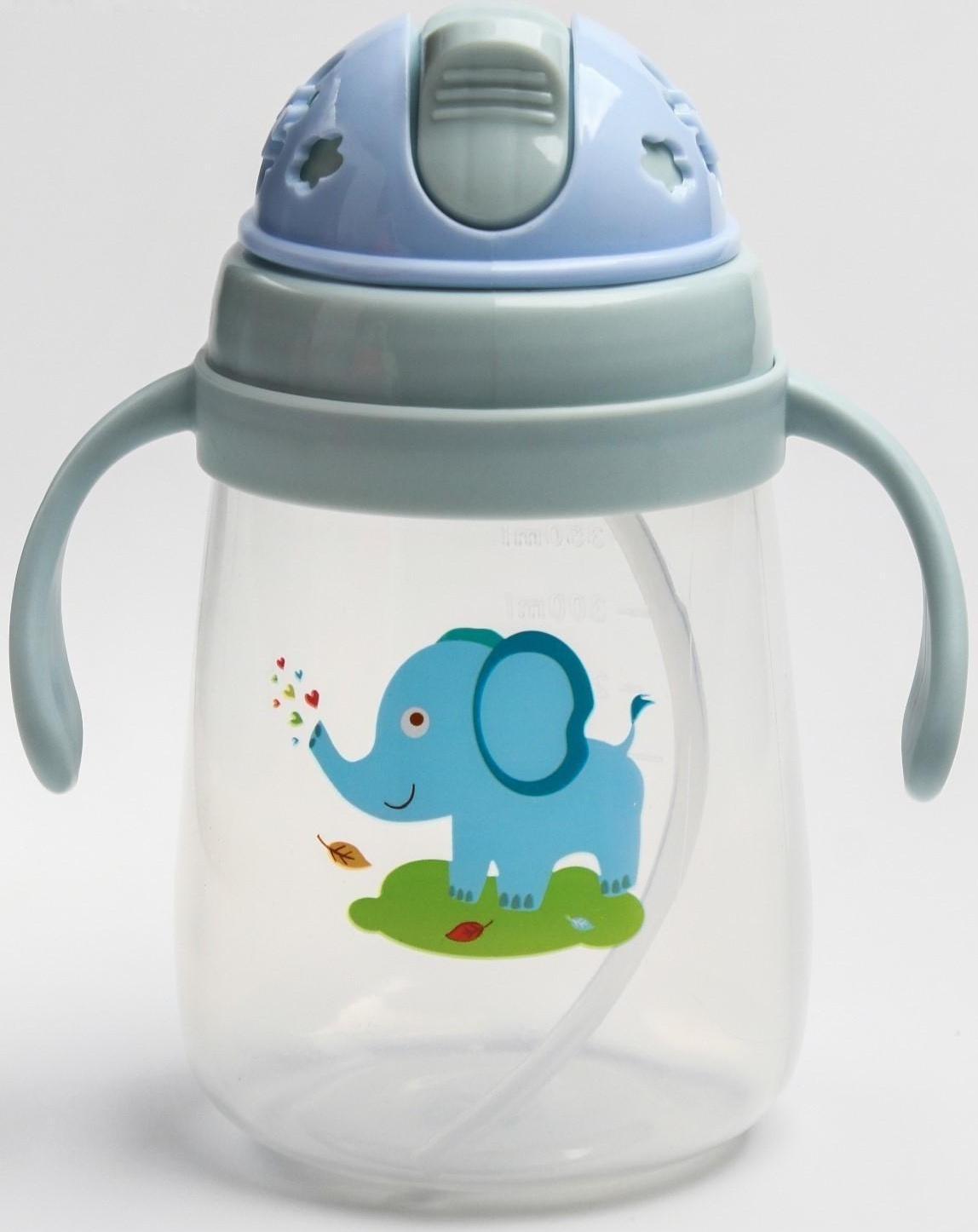 Поильник с силиконовой трубочкой и ручками, 400 мл., цвет МИКС