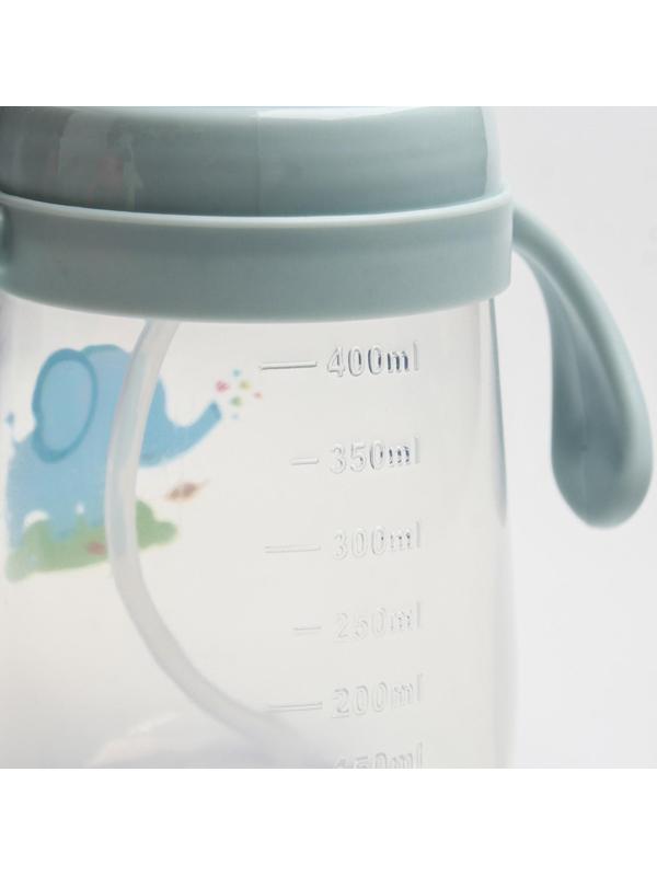 Поильник с силиконовой трубочкой и ручками, 400 мл., цвет МИКС