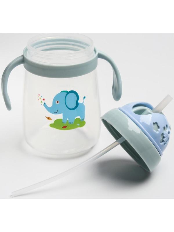Поильник с силиконовой трубочкой и ручками, 400 мл., цвет МИКС