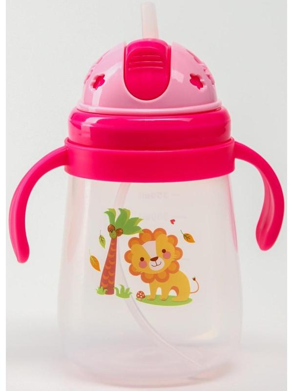 Поильник с силиконовой трубочкой и ручками, 400 мл., цвет МИКС