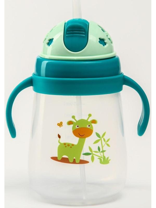 Поильник с силиконовой трубочкой и ручками, 400 мл., цвет МИКС