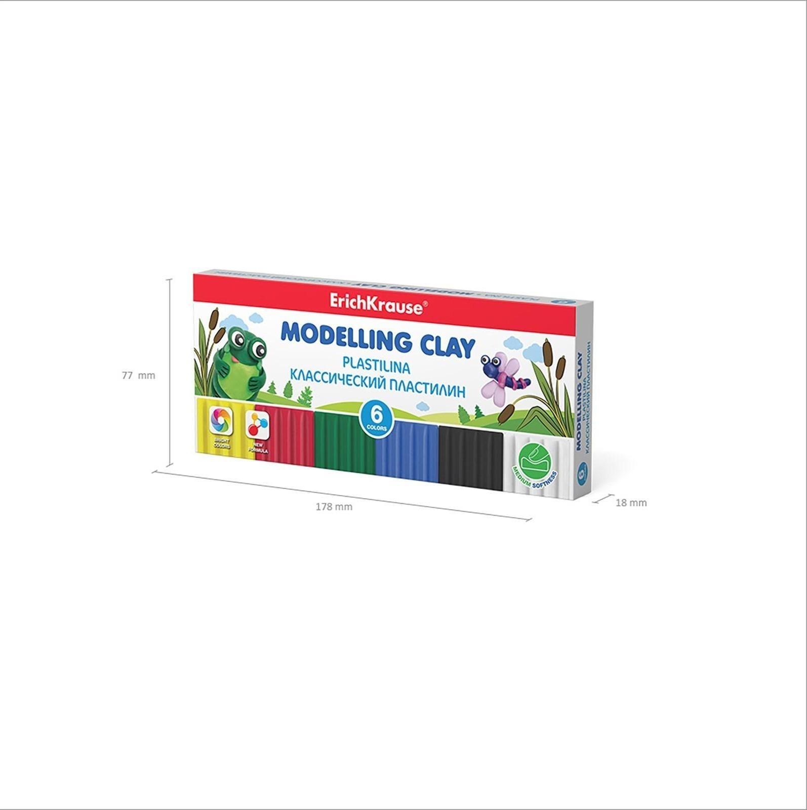 Пластилин 6 цвета, 90 г, ErichKrause Monsters, улучшенная формула, со стеком, в картонной упаковке