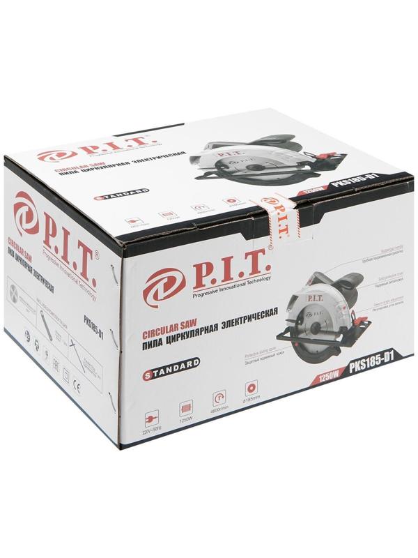Пила циркулярная P.I.T. PKS185-D1, 1250 Вт, 4800 об/мин, d=185 мм, пропила 60 мм, ±45°