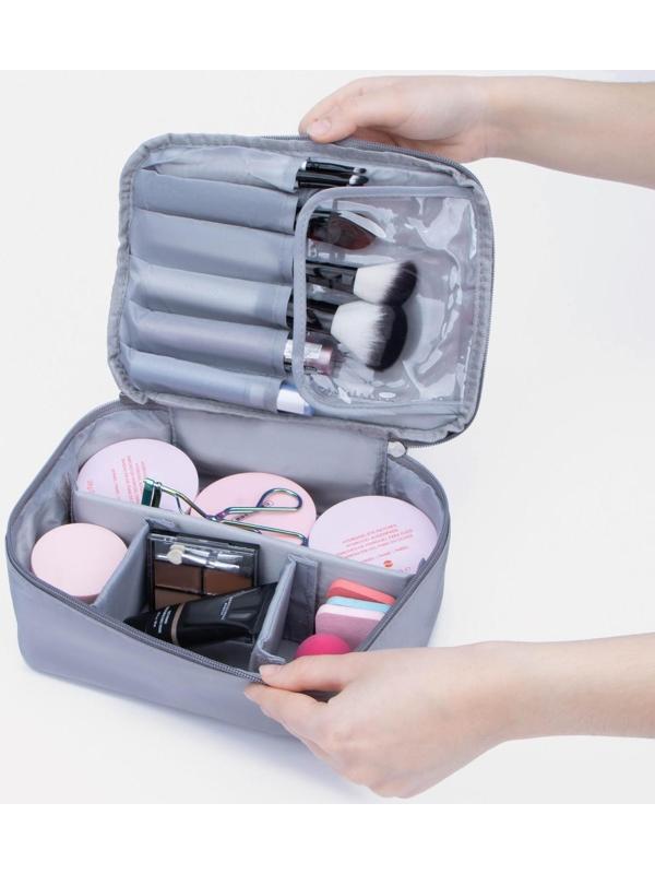 Косметичка на молнии, цвет серый