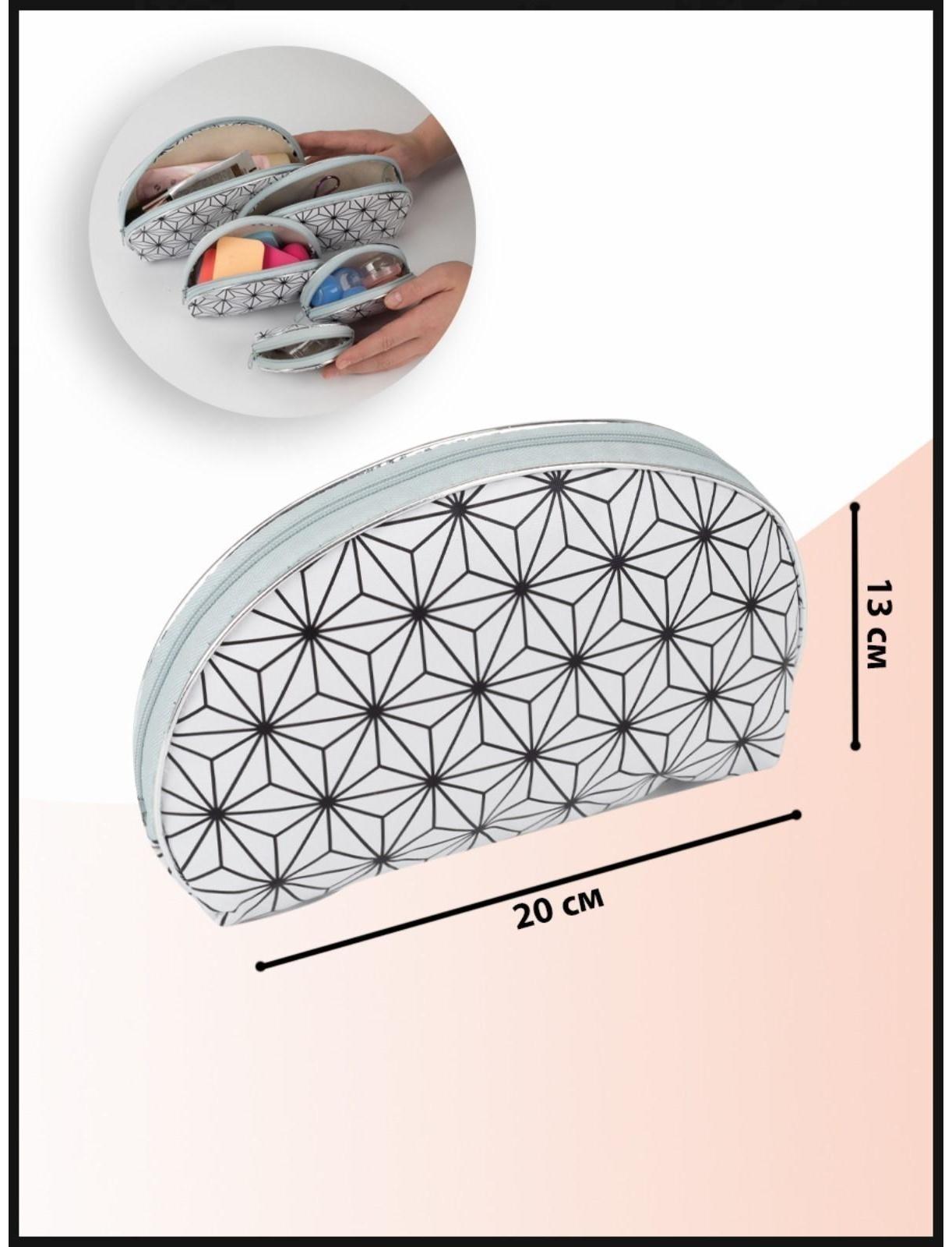 Набор косметичек 5 в 1 на молниях, цвет серый