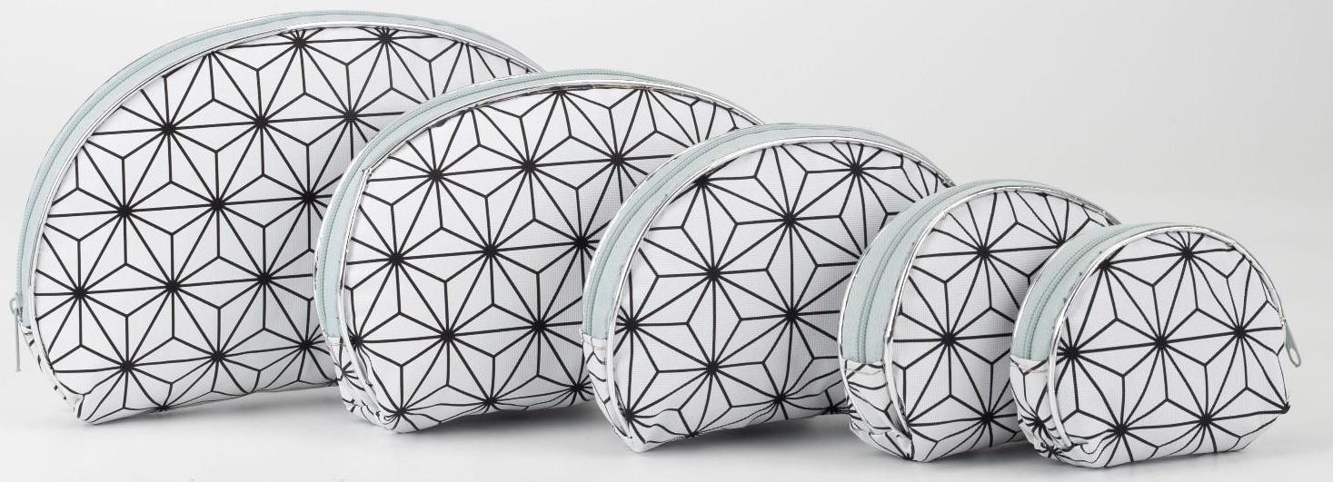 Набор косметичек 5 в 1 на молниях, цвет серый