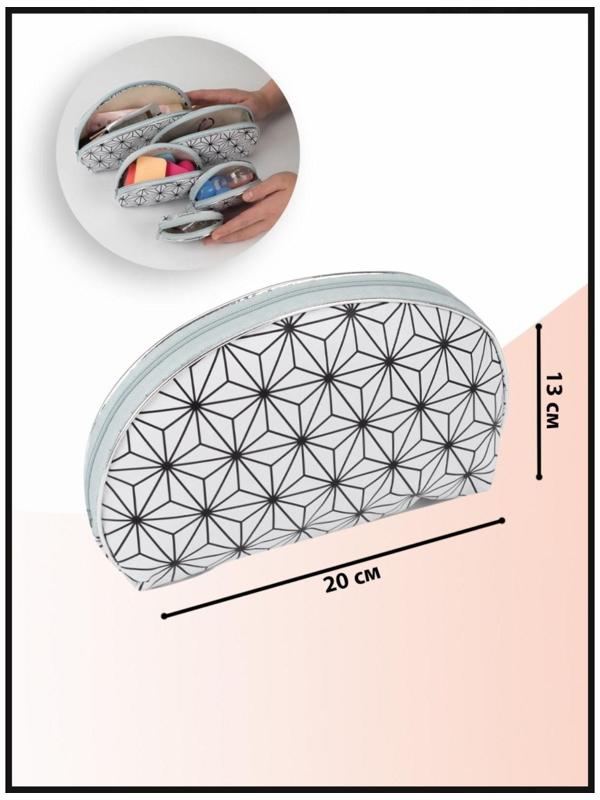 Набор косметичек 5 в 1 на молниях, цвет серый