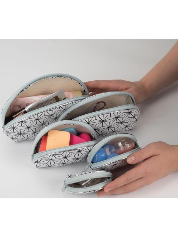 Набор косметичек 5 в 1 на молниях, цвет серый