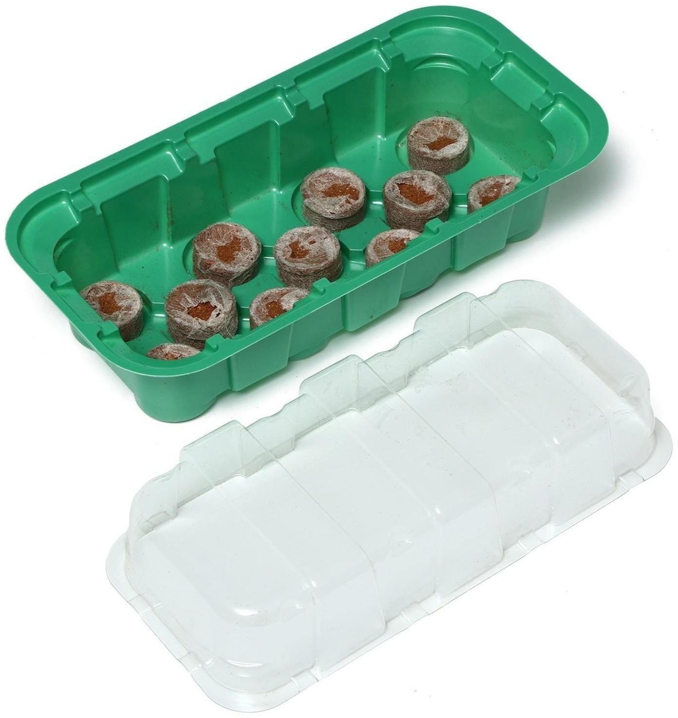 Мини-парник для рассады: кокосовая таблетка d = 3 см, 11 шт., jiffy